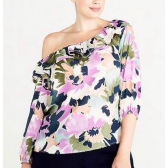 J. Crew Floral Ruffle Off Shoulder Blouse - Picture 3 of 10